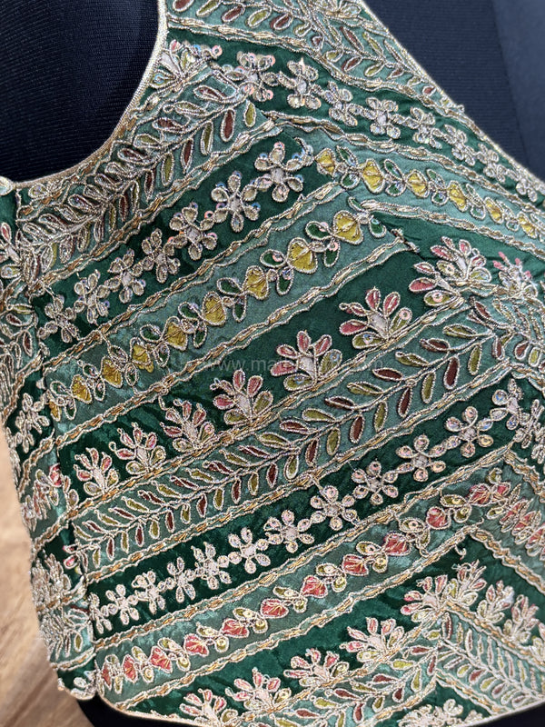 Zarina - Green Blouse (Attached Sleeves)