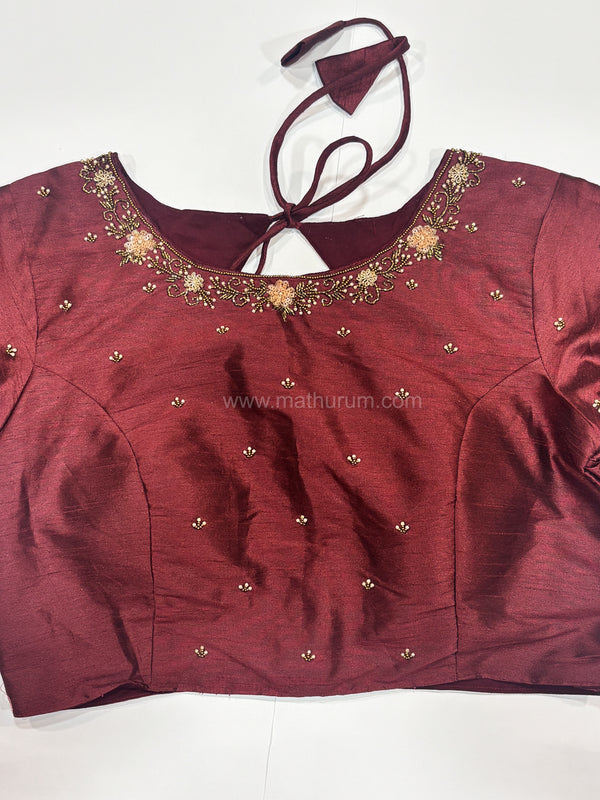 Handwork- Maroon Blouse Pattern 1