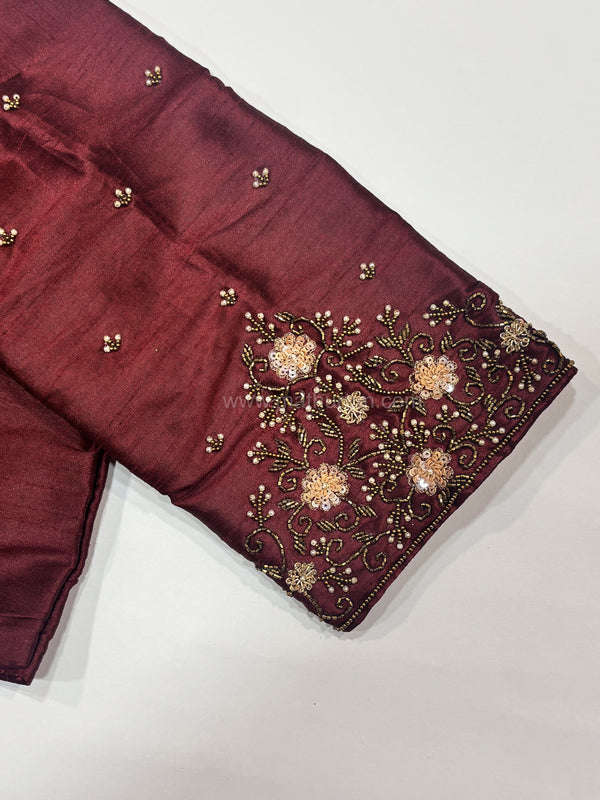 Handwork- Maroon Blouse Pattern 1