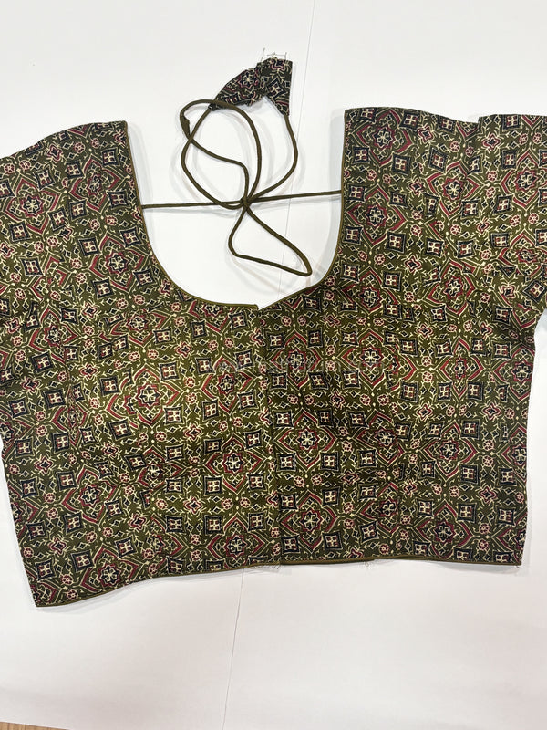 Cotton Mehendi Green Blouse