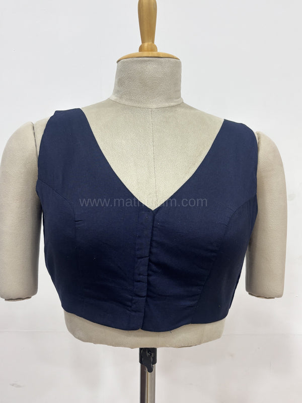 Kiara - Navy Blue Blouse (Attachable Sleeves)
