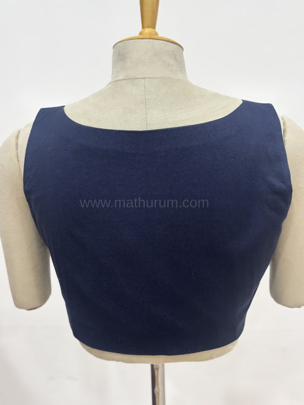 Kiara - Navy Blue Blouse (Attachable Sleeves)