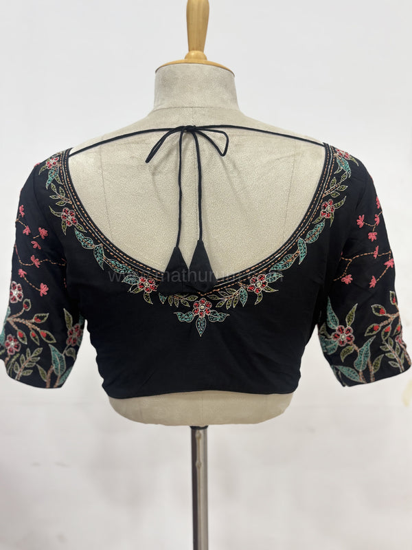 Isha- Black Embroidery Blouse
