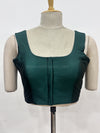 Sakki-Bottle Green Blouse (Attachable Sleeves)