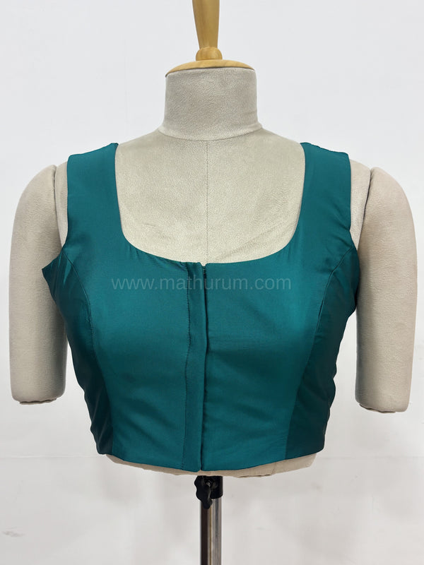 Sakki-Peacock Green Blouse (Attachable Sleeves)