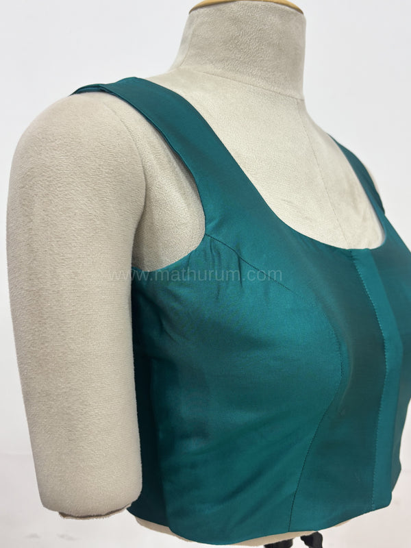 Sakki-Peacock Green Blouse (Attachable Sleeves)