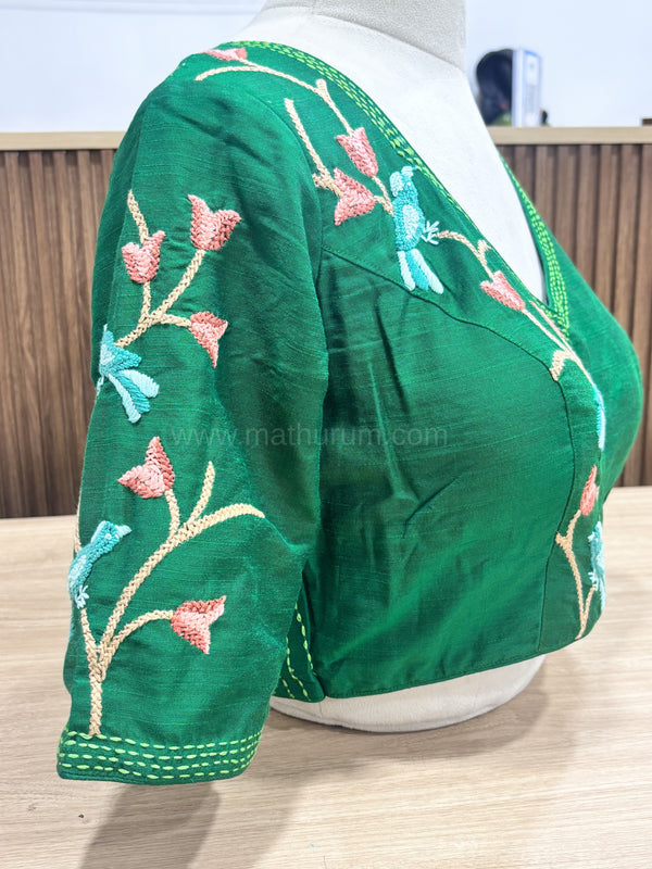Tanvi- Green Embroidery Blouse