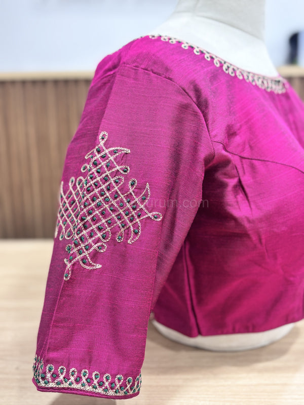 Kolam - Majenta/Green Embroidery Blouse