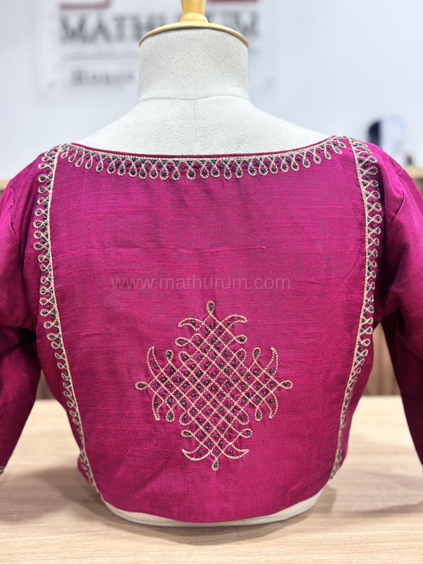 Kolam - Majenta/Green Embroidery Blouse