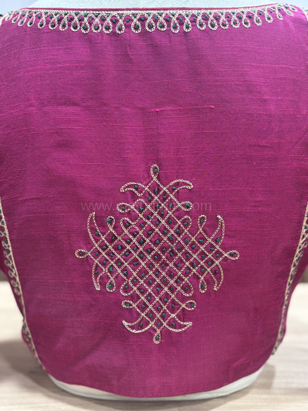 Kolam - Majenta/Green Embroidery Blouse