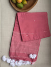 Venba - Pink/White Cotton Saree