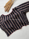 Daily Flex- Black Floral Stripes Strechable Blouse