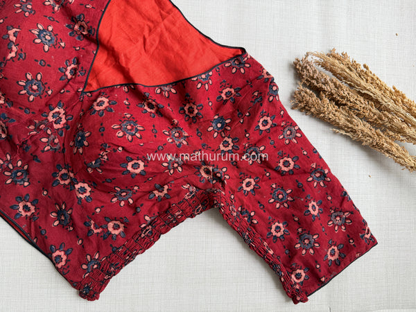 Daily Flex- Maroon Big Floral Strechable Blouse