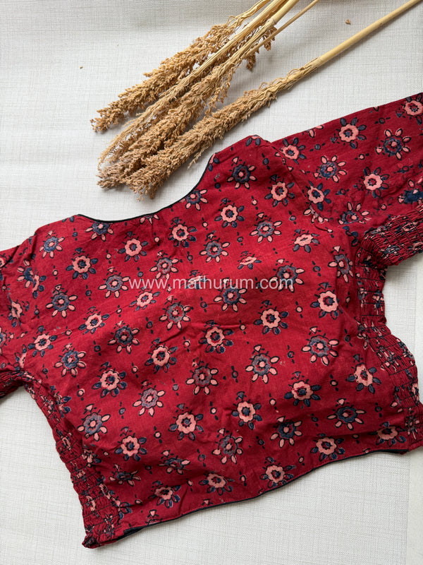Daily Flex- Maroon Big Floral Strechable Blouse