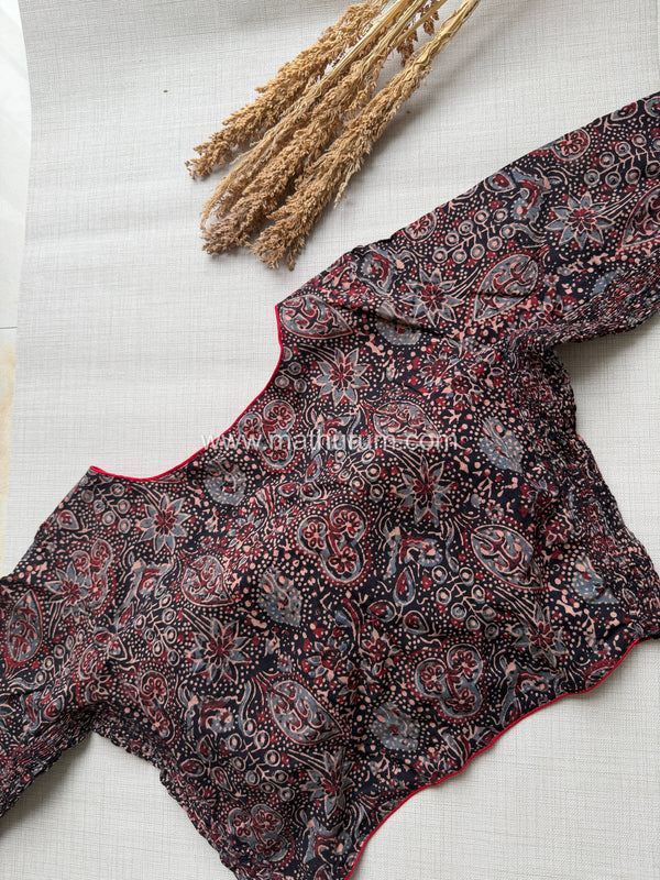 Daily Flex- Black Small Floral Strechable Blouse