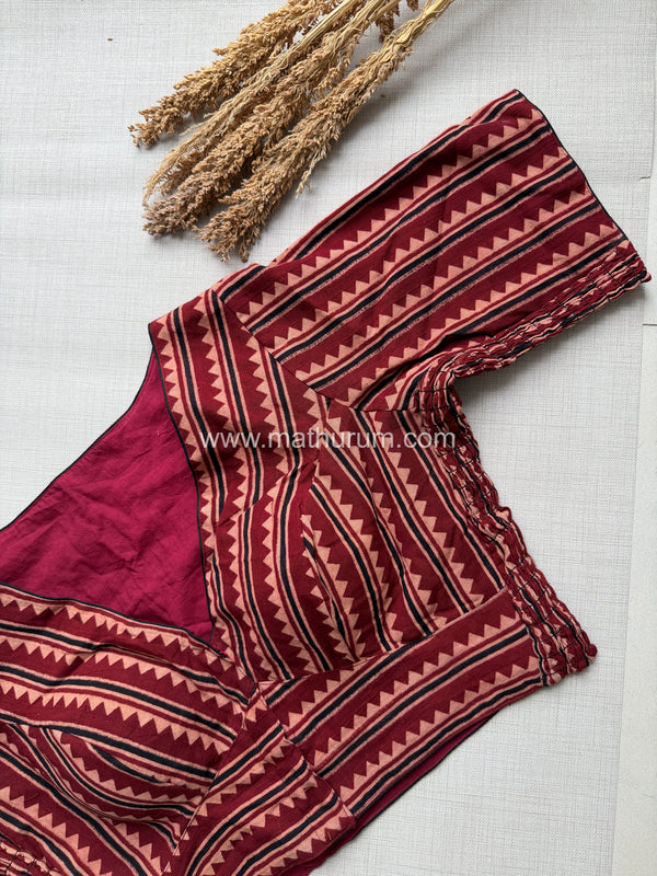 Daily Flex- Maroon Stripe Strechable Blouse