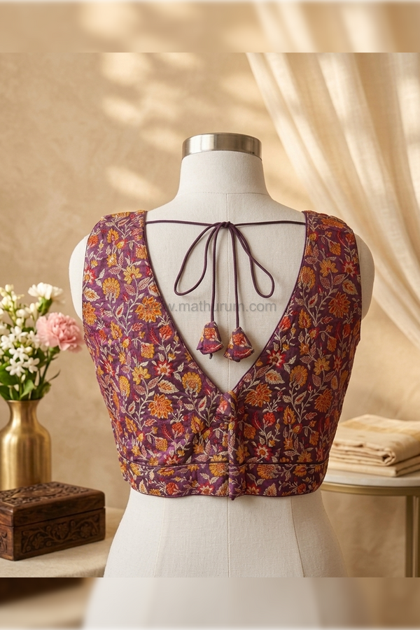 Madhuri - Wine Blouse (Attachable Sleeves)
