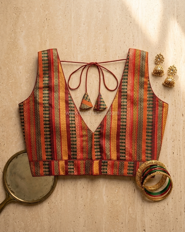 Tharigai- Maroon Blouse (Attachable Sleeves)