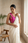 Meenakari- Multicolour Pink Blouse (Attachable Sleeves)
