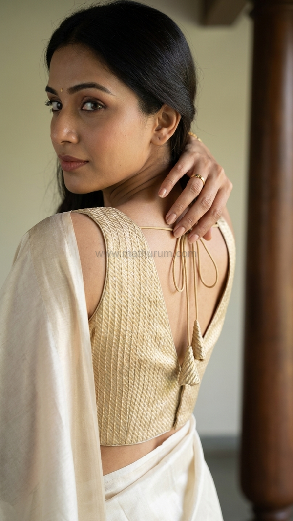 Tanira- Gold Blouse (Attachable Sleeves)