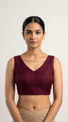 Knotty- Wine Blouse (Attachable Sleeves)