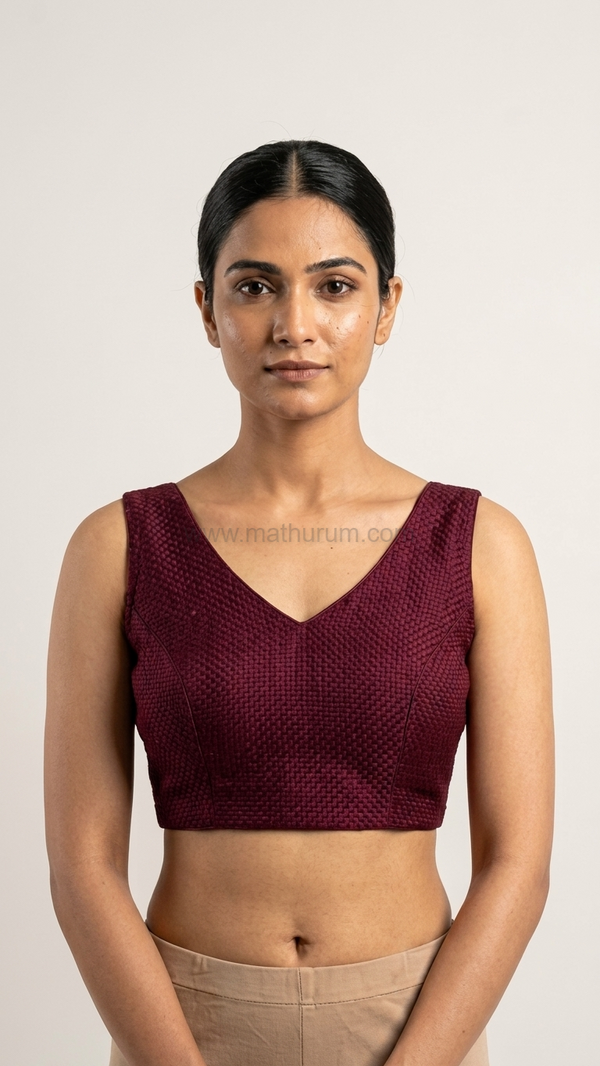 Knotty- Wine Blouse (Attachable Sleeves)