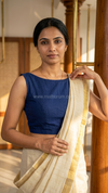 Tiara - Navy Blue Blouse (Attachable Sleeves)