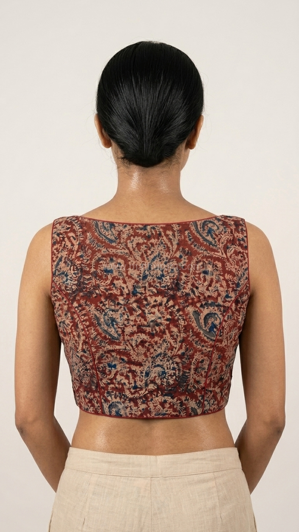 Hemanika- Maroon Blouse (Attachable Sleeves)