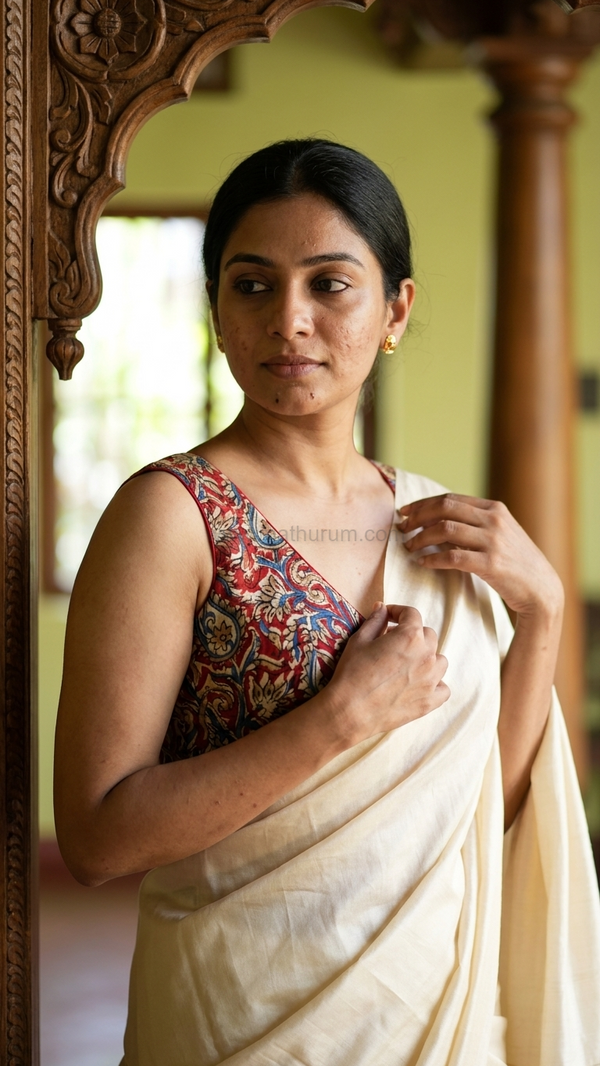 Hemanika- Red Blouse (Attachable Sleeves)