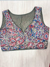 Hemanika- Mehendi Green/Pink Blouse (Sleeveless)