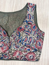 Hemanika- Mehendi Green/Pink Blouse (Sleeveless)