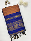 Sevanthi- Brown/Blue Kalyani Cotton Checks Saree