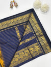 Sevanthi- Mustard/Blue Kalyani Cotton Checks Saree