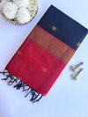 Maheshwari - Black/Maroon Maheshwari Silk- Cotton Saree