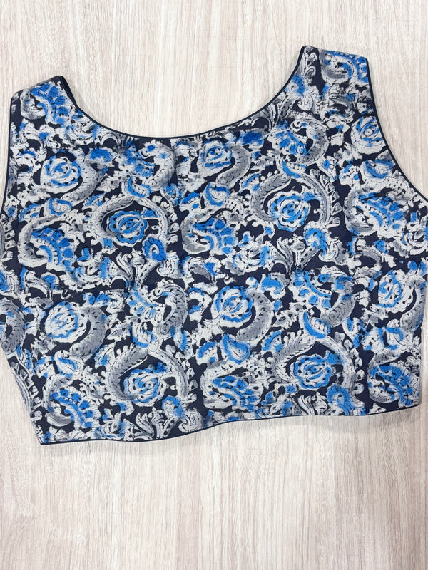 Hemanika- Black /Blue Blouse (Sleeveless)