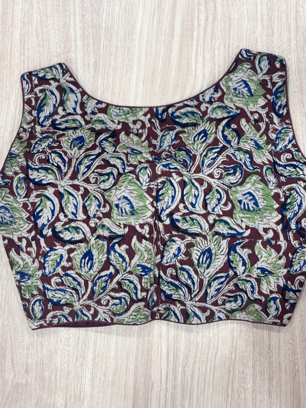 Hemanika- Maroon /Green Blouse (Sleeveless)