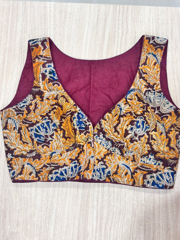 Hemanika- Maroon /Mustard Blouse (Sleeveless)