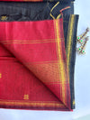Maheshwari - Black/Maroon Maheshwari Silk- Cotton Saree