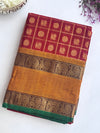 Annam - Maroon Checks Kanchi Cotton Saree
