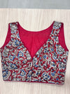 Hemanika- Red/Blue Blouse (Sleeveless)