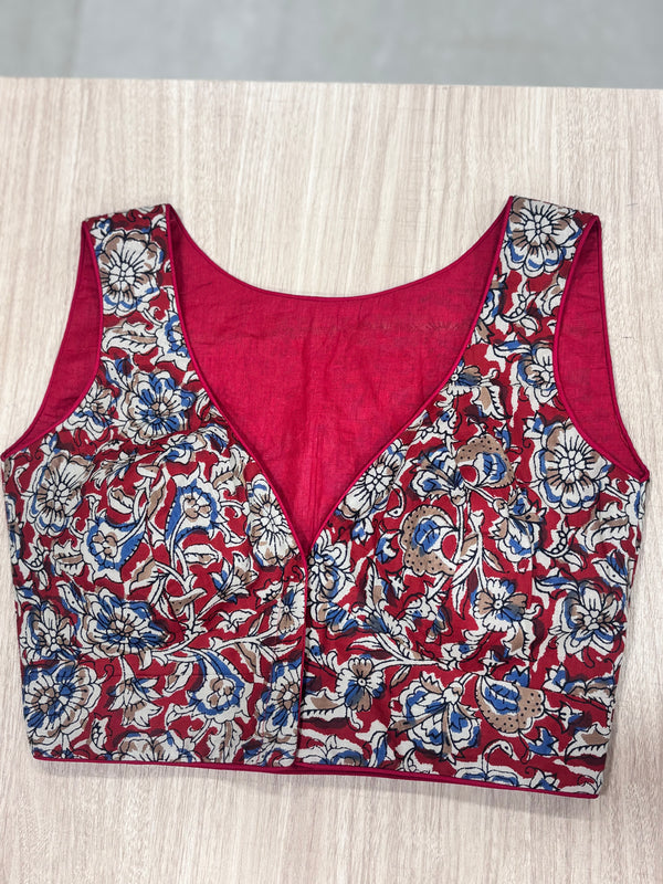 Hemanika- Red/Blue Blouse (Sleeveless)