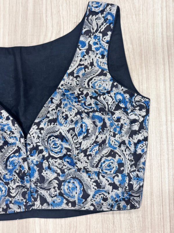 Hemanika- Black /Blue Blouse (Sleeveless)