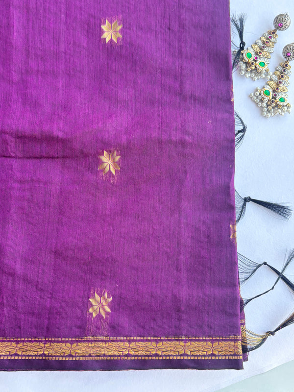 Maheshwari - Wine Maheshwari Silk- Cotton Saree