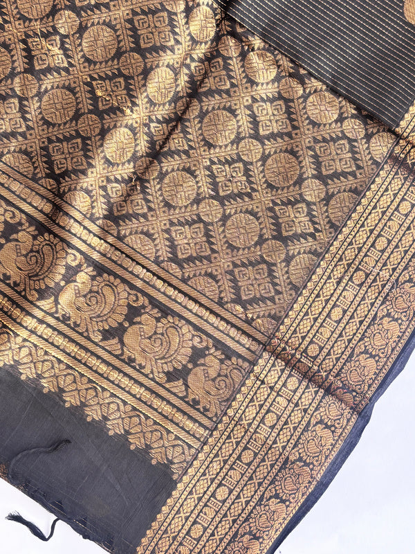 Ponni - Black Vairaoosi Kanchi Cotton Saree