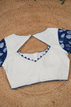 Blue Blooms- Off-White Blouse