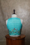 Orchids- Blue&Green Embroidery Blouse (Sleeveless)