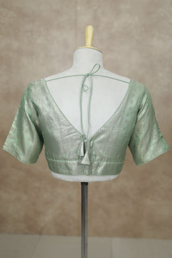 Megalai- Light Green Blouse (Attachable Sleeves)