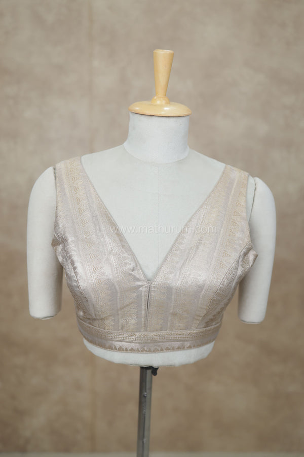 Megalai- Light Gold Blouse (Attachable Sleeves)