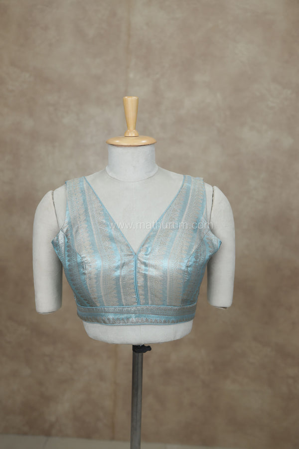 Megalai-Sky Blue Blouse (Attachable Sleeves)