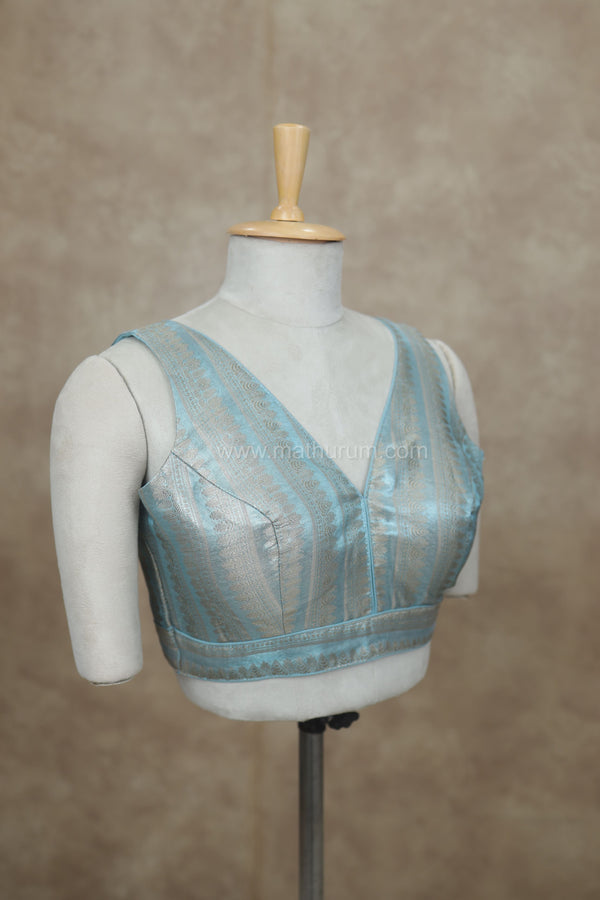 Megalai-Sky Blue Blouse (Attachable Sleeves)